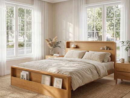 Bed Frame With Dual Open Storage Headboard And Footboard