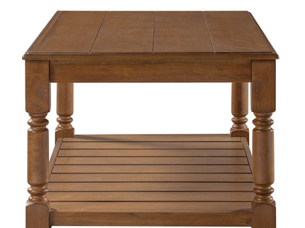 Coffee Table With Slatted Lower Shelf For Living Room