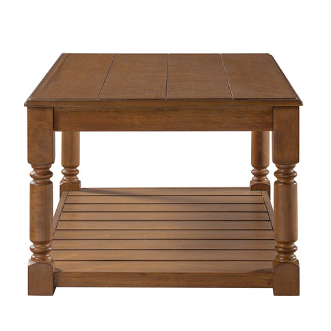Coffee Table With Slatted Lower Shelf For Living Room