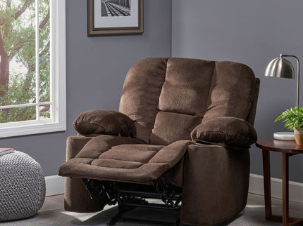 Luxurious Manual Recliner Chair With Skin-Friendly Fabric And Dual Cup Holders