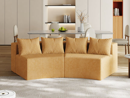 Curved Sectional Sofa With 4 Pillows, Modular Semi Circular Design