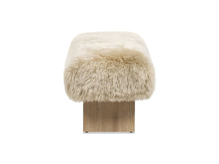 Leda - Sheepskin Fur Rectangular Accent Bench - Natural Blonde