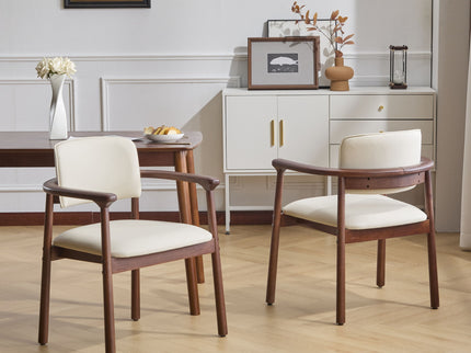 Dining Room Chairs, Ideal For Home & Kitchen (Set of 2) - Beige / Dark Walnut