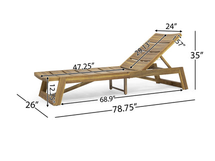 Outdoor Chaise Lounge With Adjustable Seating And Slat Panel - Yellow Brown