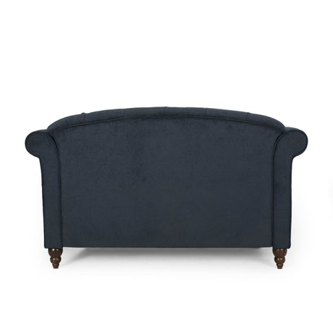Upholstered Chaise Lounge With Scroll Arms, Turned Legs And 2 Pillows
