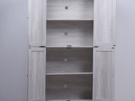 Modern Sideboard Buffet With 4 Mirrored Doors, Adjustable Shelves