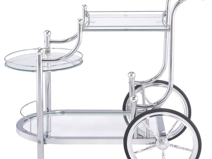 Reia - 3 Tier Cart With Casters & Tempered Glass Design - Chrome