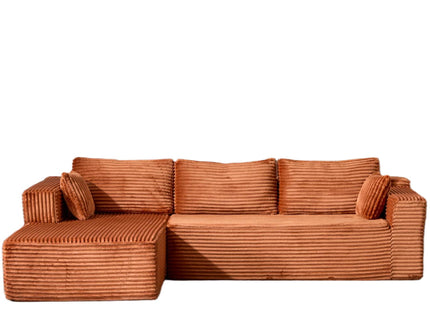 Compression Sectional Couch With Comfy Chaise, Boneless L Shape Sofa With Deep Seat