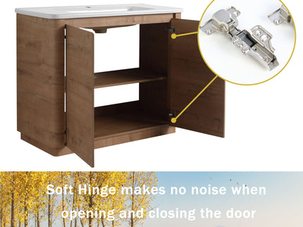 Freestanding Bathroom Vanity With Sink & 2 Soft Close Doors