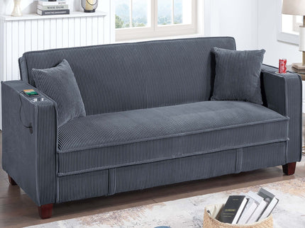 Modern Convertible Sofa With Hidden Storage USB Port, Cup Holder
