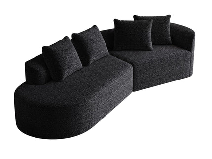 Upholstered Oversized Sectional Sofa, 4 Seater Extra Deep & Wide Seat Curved Cloud Couch With 4 Throw Pillows, Free Combination Living Room - Black