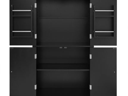 Elegant Bathroom Floor Storage Cabinet With 4 Doors, Adjustable Shelves