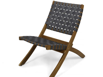 Solidago - Outdoor And Strapping Belt Folding Chairs, (Set of 2) - Black / Brown