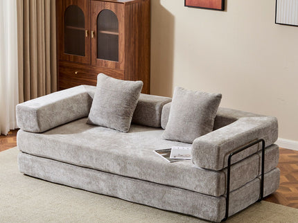 Convertible Floor Sofa Bed With Pillow Back Support Armrest