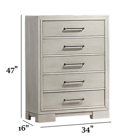 1 Piece Chest With Square Legs And Sleek Handles - Antique White