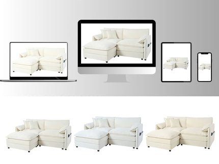 Modern Comfy Deep Seat Modular Sectional Sofa Cloud Couch With Ottoman