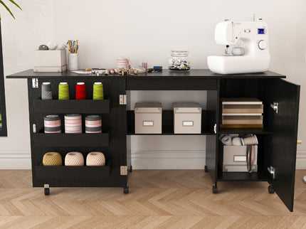 Foldable Sewing Table With Locking Casters