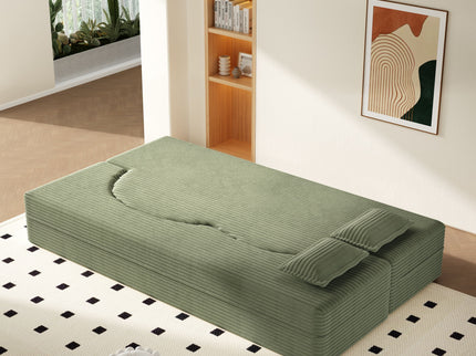 Modern Floor Sofa With 2 Pillows, Convertible Twin Size Folding Mattress For Living Room