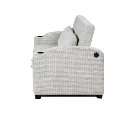 Pull Out Loveseat Sofa With Adjsutable Backrest, 2 Pillows, Cup Holders, USB Ports For Living Room