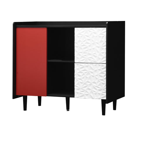 Modern Sideboard Buffet Cabinet With Doors And Unique Panel Styling