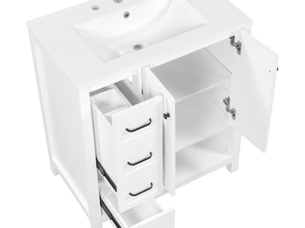 Bathroom Vanity With Sink Top, Bathroom Vanity Cabinet With 2 Doors And 2 Drawers, Open Shelf