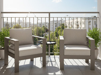 Modern All-Weather Patio Armchairs With Thick Cushions (Set of 2)
