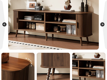 70" TV Stand, Media Center With Ample Storage - Dark Brown