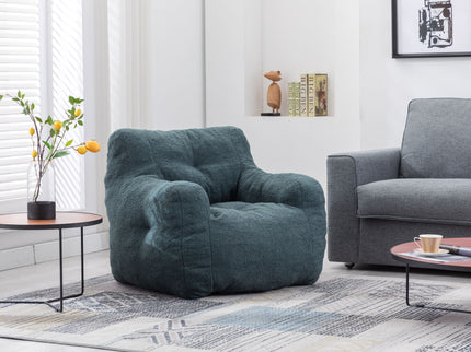 Soft Teddy Fabric Tufted Foam Bean Bag Chair With Teddy Fabric