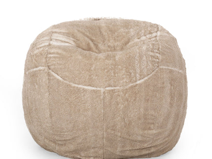 Vida - Modern 5 Foot Rounded Bean Bag - Snow White / Beige