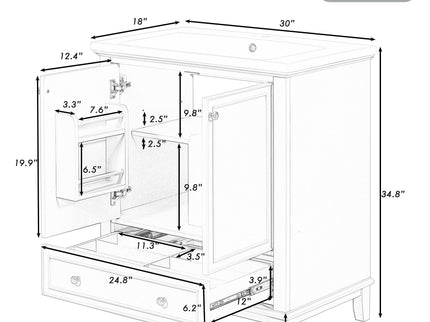Modern Bathroom Vanity With Sink Combo, Multi Functional Cabinet With Doors And Drawer