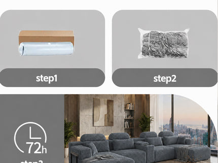 U-Shaped Sectional Sofa With Chaise Lounge And Cup Holders