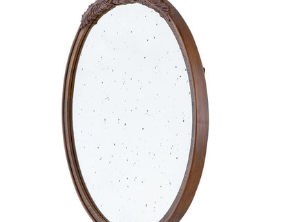 Round Hand Carved Rose Antique Mirror Frame, Wall Mirror For Live Space