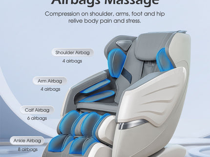 Bosscare - 2023 Brand New Update Gr8686 Massage Chairs With Ai Voice, App Control Sl Track Zero Gravity Full Body Massage Recliner - Gray
