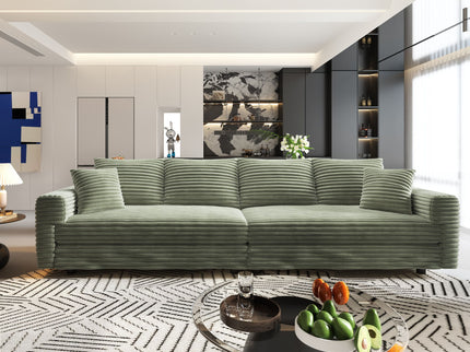 Convertible Deep Seat Sofa With Soft Pillows And Ottomans