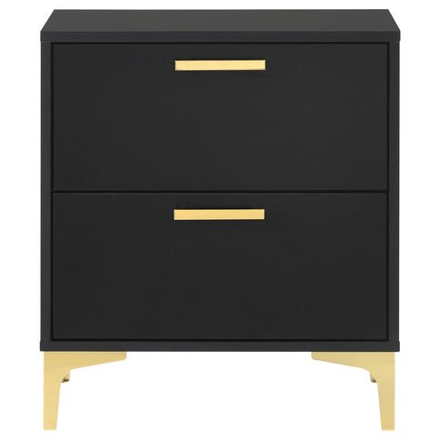 2 Drawer Rectangular Nightstand - Black