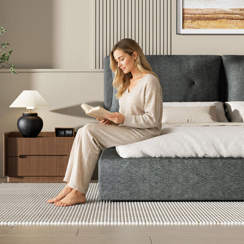 Airframe - Upholstered Bed Frame With Double Layered Upholstered Headboard