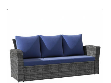 All-Weather Wicker 3 Seat Patio Sofa With Thick Cushions