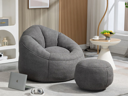Bedding Bean Bag Sofa Chair High Pressure Foam With Footrest