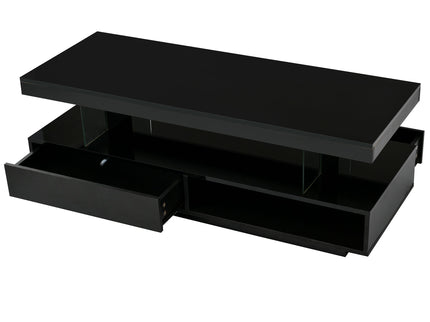 LED Coffee Table With 2 Drawers And Display Shelves