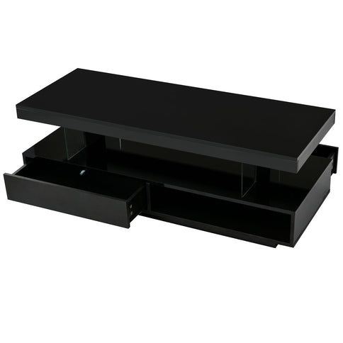 LED Coffee Table With 2 Drawers And Display Shelves