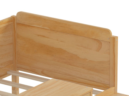 Daybed With Storage Shelves And Lockers, Multi Functional Bed With Study Desk And Matching Stool