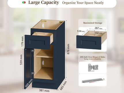 Shaker Base Cabinet & Soft-Close Door And Drawer