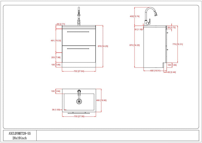 Metro - Laundry Cabinet & Faucet And Stainless Steel Sink