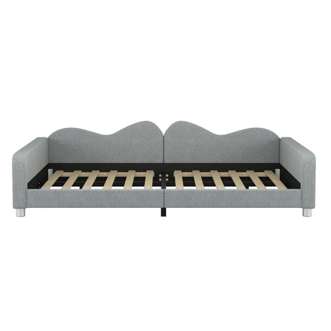 Upholstered Daybed, Sherpa Fabric Sofabed With Cloud-Shaped Backrest