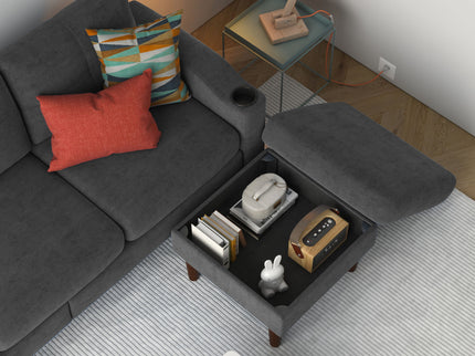 3 Seater Convertible Combination L Shaped Sofa With Footstools With Storage