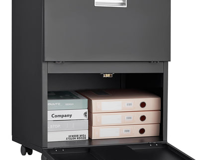 Office Furniture Copier Cabinet 2 Door Steel Copier Stand Mobile Pedestal File Printer Stand - Black
