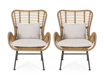 Modern Aesthetic Outdoor Rattan Accent Chair With Metal Legs