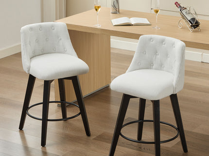 Swivel Bar Stools & Button Tufted Back (Set of 2)