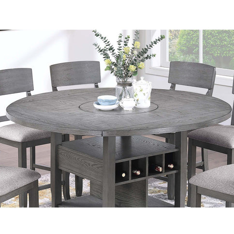 Contemporary Counter Height Dining Set With Built In Lazy Susan