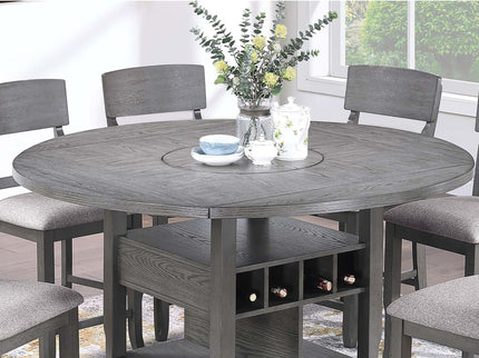 Counter Height Dining Table With Built In Lazy Susan And Storage Shelves